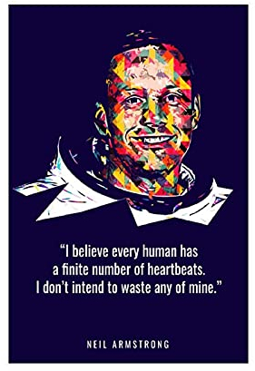 Neil Armstrong Poster mit klassischem Motivationszitat, Leinwand, Wanddekoration, Schlafzimmer, Dekoration, Bild, Sport, Landschaft, Büro, Raumdekoration, Geschenk, 30 x 45 cm