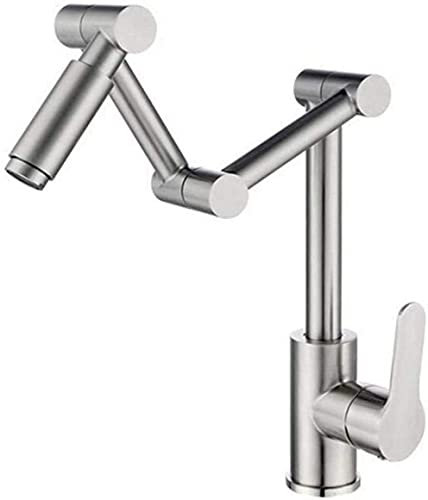 LUOFDCLDDD Grifo de Agua Grifos de Cocina sin Fundición de Acero sin Cepillado Cepillado Níquel de 360 Grados Gorra de Cocina Grifo Grifo Frío Y Caliente Deck