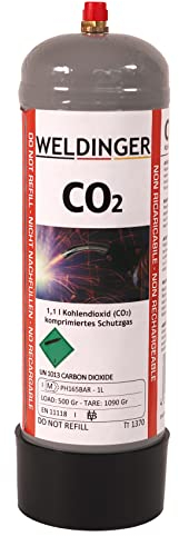 110 bar CO2-Einwegflasche 390 g = 1 Liter (Schutzgas Schweißgas MAG-Schweißen)