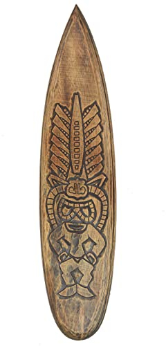 Tiki Deko Surfboard 100cm aus Holz zum Aufhängen im Hawaii Tikki Surfbrett Style