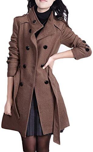Wolljacke Mit GüRtel, Trenchcoat Damen Winter Herbst Kurzmantel, Elegant Wollmantel Winterjacke Einreiher Stehkragen Jacke Pea Coat Trenchcoat Frauen Wintermantel Outwear Mantel, Dufflecoat,Cabanjacke