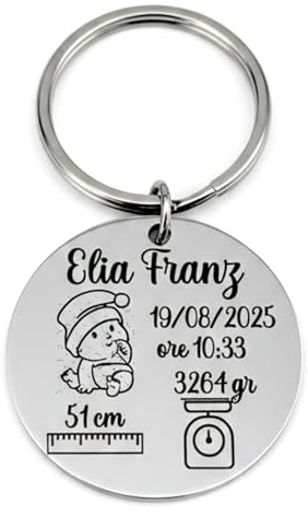 Porte-clés de naissance personnalisé. Porte-clés en acier inoxydable ! Idée cadeau