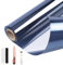 Arthome Vinilo Ventana Privacidad Anti Sol Bloqueo Espejo Película No Adhesiva Estática Cling Control de Calor Reflectante Vidrio Vinilo Decorativos para Hogar, Oficina, 90cmx460cm, Azul Plata