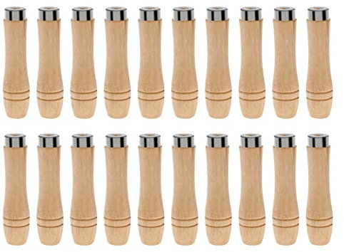 The Lord of the Tools 20Pcs Wooden File Handles with Metal Safety Rings Wooden Filing Handle Accessories for Woodworking Carpentry Garage Maintenance 4mm