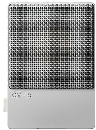 Teenage Engineering CM–15 portable studio condenser microphone with usb-c audio and charging, 3.5 mm mini jack line out, 48 V phantom powered mini xlr, 10 hour rechargeable battery and gain switch