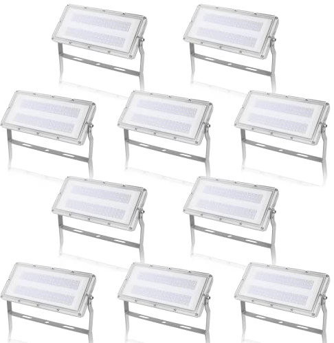 Viugreum 10 Pack Upgrade 100W Led Strahler 8000LM Strahler Außen IP65 Aussenstrahler 6500K Fluter Kaltweiss Scheinwerfer Außenstrahler Flutlicht mit 50cm Cable fur Hinterhof Auffahrt Garage
