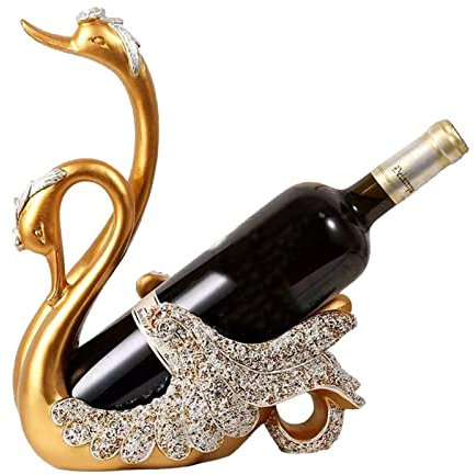 UPQRSG Porte Bouteille de Vin, Porte Bouteille de Vin de Cygne Créatif de Luxe, Porte Bouteille Décoratif, Statue de Figurine de Repos de Vin pour Décor de Cuisine de Ferme de Campagne(Or)