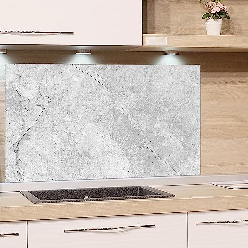 GRAZDesign Crédence de cuisine en verre pour cuisinière et évier de cuisine, aspect granit gris, 80 x 60 cm