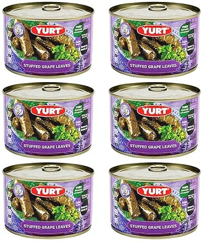 Foglie d'uva ripiene con riso, ricetta turca sana pronta da mangiare, Dolmas. 14 once (confezione da 6)