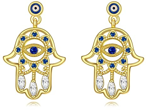 Evil Eye Hamsa Hand Ohrringe Stud vergoldet Sterling Silber Dangle Drop Schmuck für Frauen