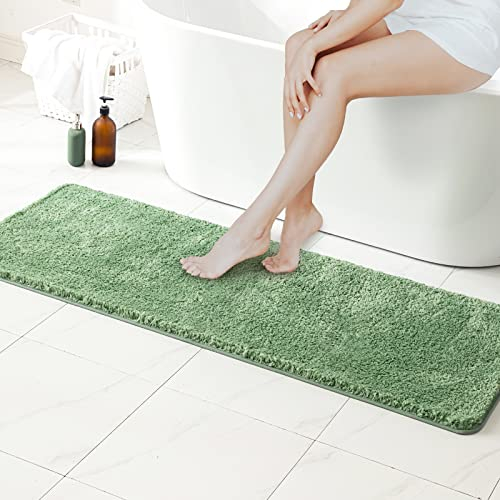MIULEE Badematte Weiche Badteppich rutschfest Badvorleger Fußmatte Badzimmermatte Bettvorleger Flauschig Teppich Badezimmerteppich Duschmatte für Bade & Wohnzimmer Schlafzimmer 45x120 cm Grün