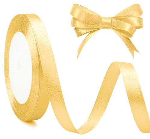 Goldband Geschenkband Gold 10mm Geschenkband Gold 10mm X 23m Goldenes Geschenkband Satinband Gold Geschenkband Satin Für Schleifenband Weihnachten, Schleifenband Gold, Dekoband Auto