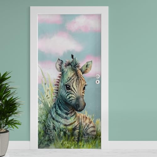 Finest Folia Türfolie 90x200 cm Türtapete Türposter Folie für Tür Wohnzimmer Kinderzimmer Küche Türaufkleber Bad Aufkleber selbstklebend TF04 (32 Zebra)