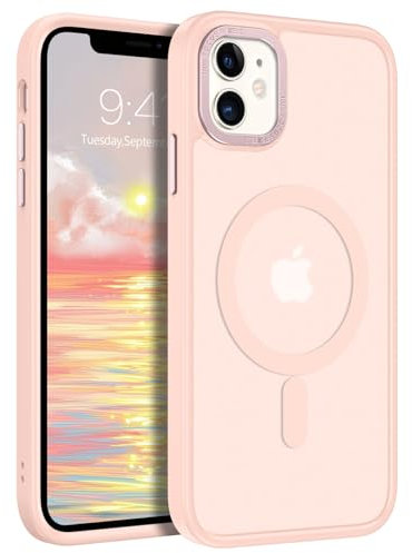 GaoBao for iPhone 11 Case,[Compatible with MagSafe] Shockproof Military-Grade Protection, Translucent Matte Back Slim Magnetic Phone Case Anti-Slip Anti-Scratch Protective Case for iPhone 11,Pink