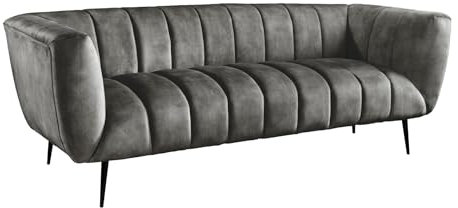 Riess Ambiente Retro 3er Sofa Noblesse 225cm grau Samt 3-Sitzer mit Ziersteppung 3er Couch Samt Dreisitzer Couch grün 3-Sitzer Samtsofa Samtcouch