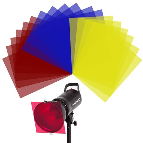WEINIDASI 18 Stück Farbfolien für Scheinwerfer, Transparent Farbfilterfolie Farbkorrektur Farbfilter, Folie für Lampe Scheinwerfer Foto Studio Strobe LED, Scheinwerfer Folie