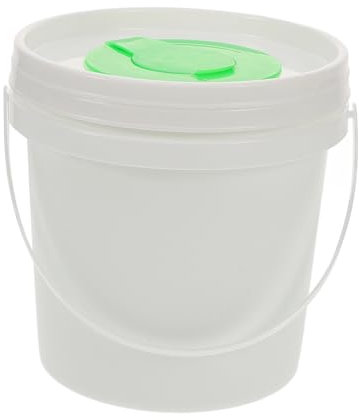 Amosfun Cleaning Wipes Organizer Bucket with Lid - 5 x 5 x5 Reusable Handheld Wipes Dispenser for Dry or Wet Tissues, Ideal for Home, Office and Gym Use