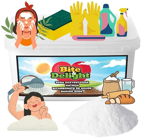 Bite & Delight Backnatron - Natron Pulver - Baking Soda & Backnatron - Deutsche Abfüllung - Lebensmittelqualität - Vielseitig für Backen & Haushalt - Backpulver Großpackung - 2500 ml - 4kg