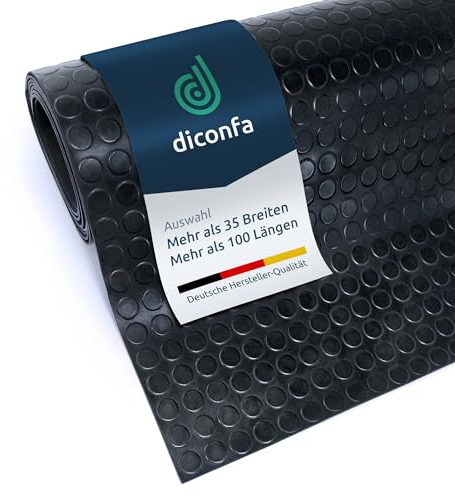 diconfa Noppenmatte Gummimatte 3mm WÄHLEN - BREITE 0,1m bis 2m - LÄNGE 0,05m bis 10m - Auswahl 0,6m x 3,1m (600mm x 3100mm) - Meterware Gummimatten Antirutschmatte Werkstatt Garage Industrie