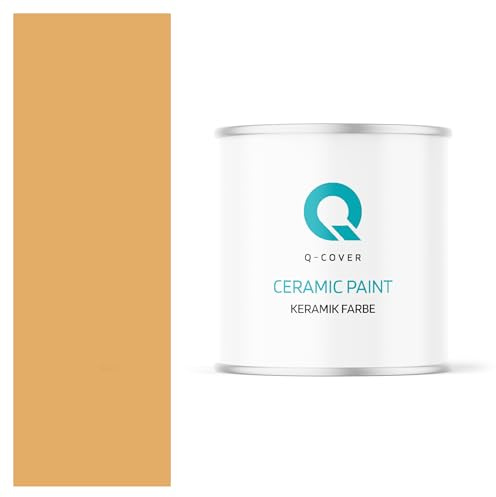 Q-COVER Keramik Farbe 2L (ca.14m²) Bernstein Wandfarbe Innenfarbe Abwaschbar Klasse 1 Mattfarbe Deckenfarbe Scheuerfest Küche Bad Treppen Ceramic Hohe Deckkfraft