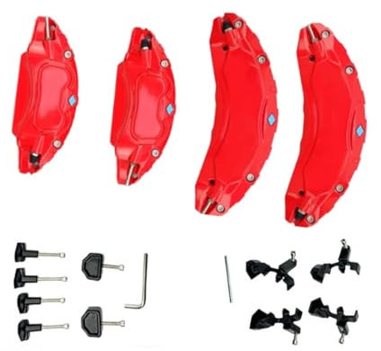 Riloer Set di coperture per pinze dei freni, kit di coperture per pinze freno per ruote auto, copertura protettiva per pinza freno in alluminio compatibile con Tesla Model 3 Highland 2024 con mozzo