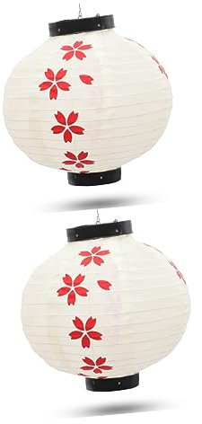 CONGARTENO 2stücke Japanische Laterne Für Innen Und Außendekoration Mit Kirschblütenmuster Für Feste Partys Und Restaurantdekorationen