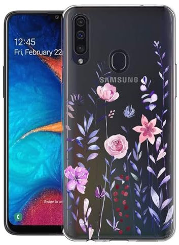 Pazpnoy Handyhülle für Samsung Galaxy A20S,Transparent Blume Muster Mädchen Hülle,Dünn Weich Silikon SchutzHülle,Stoßfeste Kratzfest TPU Case Cover-3