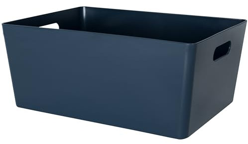 6X Ordnungsbox - 15 cm hoch - Navy - 35x26x15cm - 11,5 Liter - DINA4 - Ordnungskorb - Schubladenorganizer Schublade - Organizerbox Ordnungssystem Kunststoff Aufbewahrung Bad Korb Schrank Schreibtisch