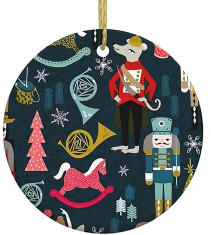 Women_s Nutcracker Ballet Xmas Dance Print Round Ornament Xmas Tree Hanging Accessories Printed on Both Sides Party Decor.