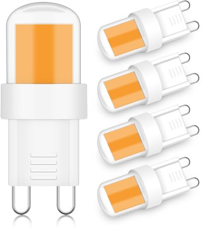 ZHENMING G9 LED Lampe COB G9 Leuchtmittel 4W Ersatz 20W 25W 28W 40W Halogenlampe Warmweiß 3000K 400 Lumen 220V Bi-Pin Kurzer Typ Schlafzimmer Leuchter Restaurants Wandleuchte Nicht Dimmbar(5 Stück)
