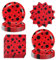 40Pcs Ladybug Party Supplies for 20 Guests - Ladybirds Party Plates and Napkins Black Red Bug for Boys Girls Baby Shower Party Decorations