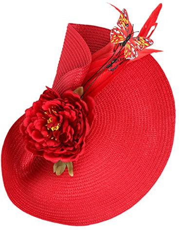 Chapeaux Bibi En Paille Pour Femmes Avec Base En Forme De Et De Fleur Bandeau De Mariée Pour Banquet De Thé