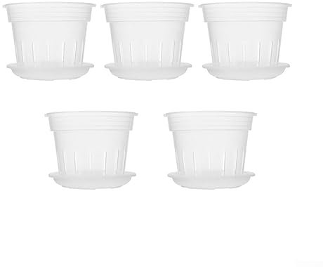 Simplify Your Plant Care Routine Clear Plastic Orchids Pots With Integrated Saucers, Set of 5 (XL)