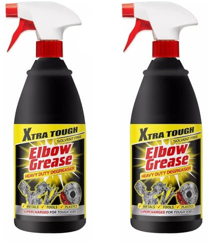 HOCHSTE® Elbow Grease Heavy Duty Degreaser 1L - Xtra Tough All-Purpose Cleaner for Grease, Grime, Oil, and Stubborn Messes on Metal, Plastic, and Tools - Solvent-Free Black - 2 Pack 1000ml