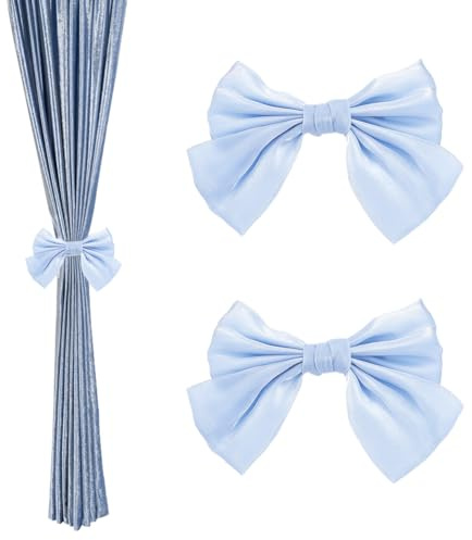 PH PandaHall 4 Stück Schleife Vorhang Raffhalter Clip Bowknot Vorhang Halterungen Blaue süße Gardinenkrawatten Fenster Gardinen Schnallen Drapery Tie Backs für Haus Vorhänge Sheers Dekoration