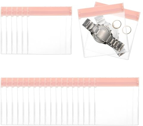 PATIKIL 50 Pcs Sachets Anti-Oxydation 11 x 12cm / 4.3 x 4.7 Pouces Rose | Pour Bijoux, Pochette À Fermeture Éclair EVA Pour Rangement Bagues Boucles D'Oreilles