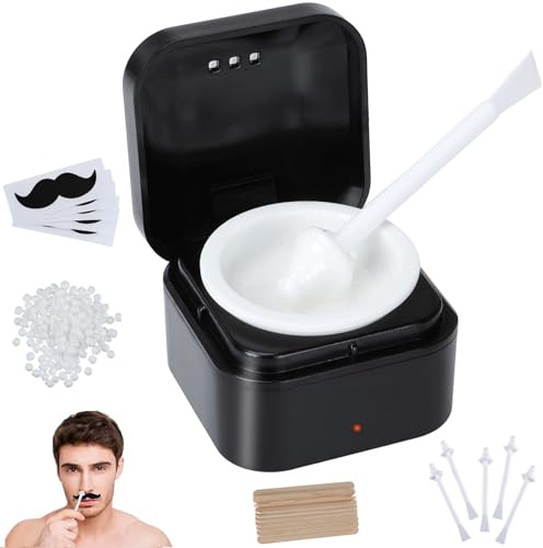 Sockywin Nose Wax Kit Men Ear Hair Waxing Kit for Women Men Hard Nose Hair Wax Kit with Wax, Sticks, USB Rapid Heating, Smart Constant Temp, Black