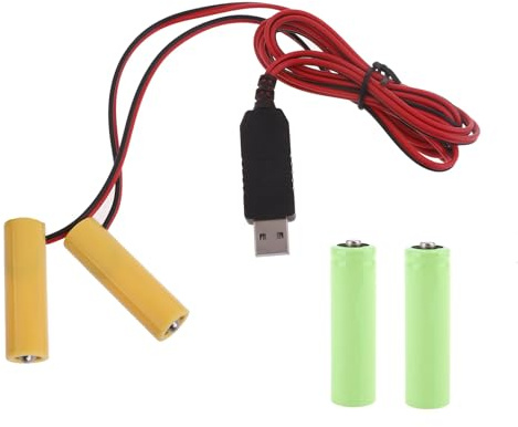 Btgghytr 2-in-1 3 V LR6 Batterie-Eliminator-Kabel, ersetzt 2 x 1,5 V Batterien für LED-Licht, elektronisches Weihnachtsbaum-Lichtnetzteil