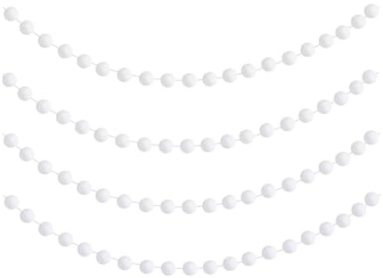 AMateschitz Bunte Filzkugeln Girlanden Pompom Girlande Filzkugeln Weihnachts-Filzkugel-Banner Weihnachtsbaumdekorationen Weihnachtspom Pom Garland für Wand Deko Party Christbaum Weiß 1 Stück