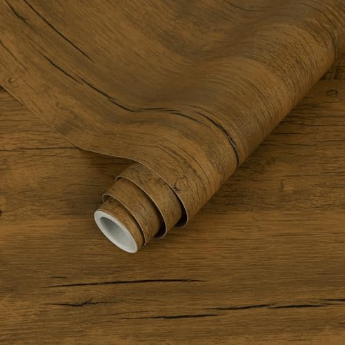 Decoroom Möbelfolie Selbstklebende Holzoptik 30x200cm Dunkelbraun | Klebefolie Möbel Eichen Matt Wasserdicht Dekoration Folie für Möbel Wand,Küche Arbeitsplatte,Küchenschrank, Tische, Regale
