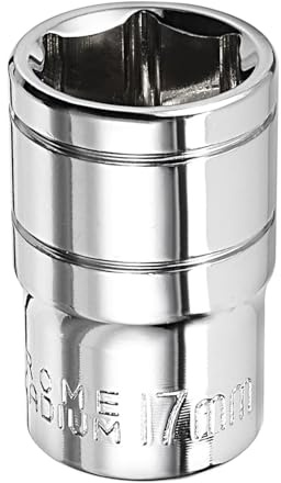 Youzzei 17mm Socket 1/2 Drive 6 Point Square Metric Socket Cr- V
