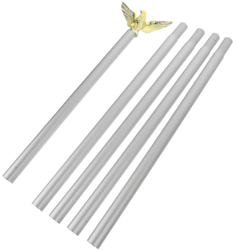 PAMINGONO Aluminium Fahnenmast Teleskop Ausziehbar Wetterfest Drehbar Anti Wind Outdoor Flaggenmast für Garten Balkon Langlebigem Rostfreiem Material und Stabilem Design