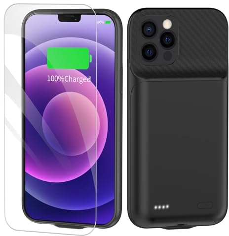 TAYUZH 13800mAh Battery Case for iPhone 12/12 Pro (6.1 inch) Upgraded Portable Protective Charger Rechargeable Extended Battery Charging Case Black