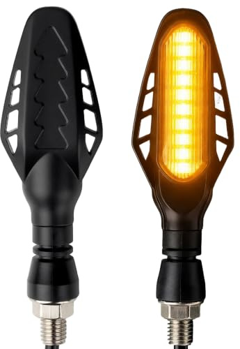 Cretassion 2 Stück E-Geprüft 12V Led Motorrad Laufeffekt Blinker, Schwarz Universal Lauflichtblinker, Hohe Helligkeit Wasserdicht Motorradblinker für Motorrad, ATV, Quad, Roller, Scooter
