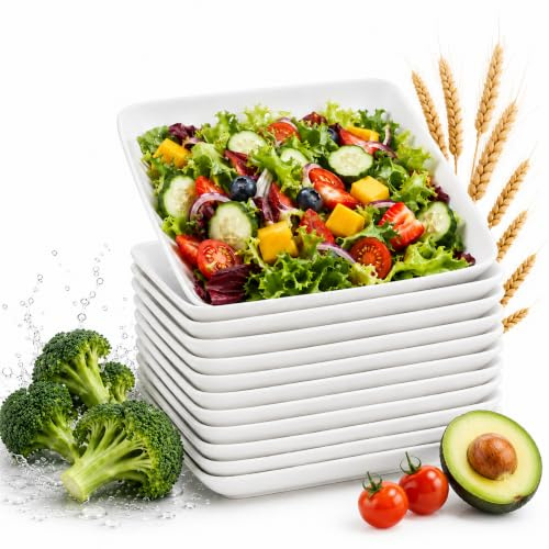 12 Pack White Ceramic Serving Platters, Rectangular Plates 22.5 x 14cm | Oven, Microwave, Dishwasher And Refrigerator Safe, For Appetisers, Sandwiches, Desserts, Buffet, BBQ, Party Food And Snacks