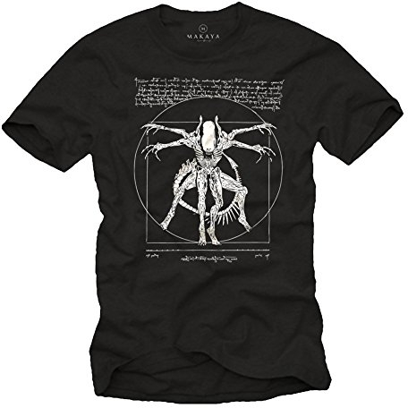 Cool Stuff for Teenagers - Da Vinci Alien T-Shirt - Gamer Gifts for Men Black XXXL