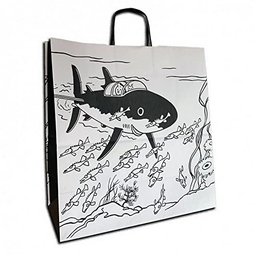 Moulinsart Recycled Paper Bag Tintin and Snowy in The Submarine Shark 44x42x20cm (04243)