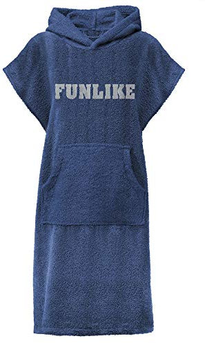 CelinaTex Funlike Poncho kurz 52 x 85 cm dunkel blau Baumwolle Badeponcho Frottee Surfponcho Kapuzenhandtuch