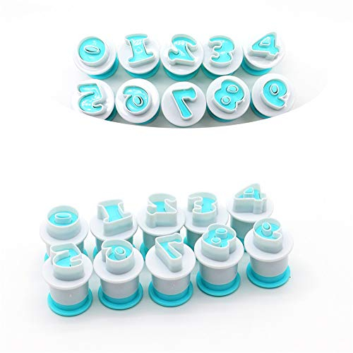 Ulalaza Emporte-pièce Numérique de 9 Chiffres en Plastique Alimentaire sans BPA, Mécanisme à Ressort, Idéal pour Biscuits, Gâteaux Fondants, Pâte à Sucre, etc.