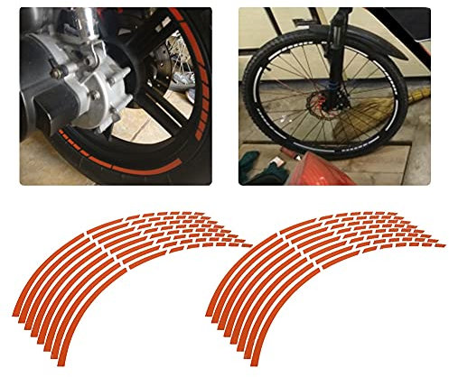 pegatinas rueda moto-16 Uds cinta reflectante para llanta de rueda, cinta adhesiva para bicicleta, motocicleta, 16-18 pulgadas, pegatinas reflectantes para tira de rueda (naranja)